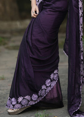 Lavender Spun Silk Saree With Blouse Piece