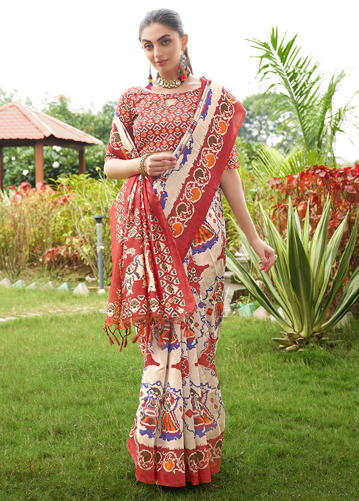 Maroon Tussar Silk Saree With Blouse Piece