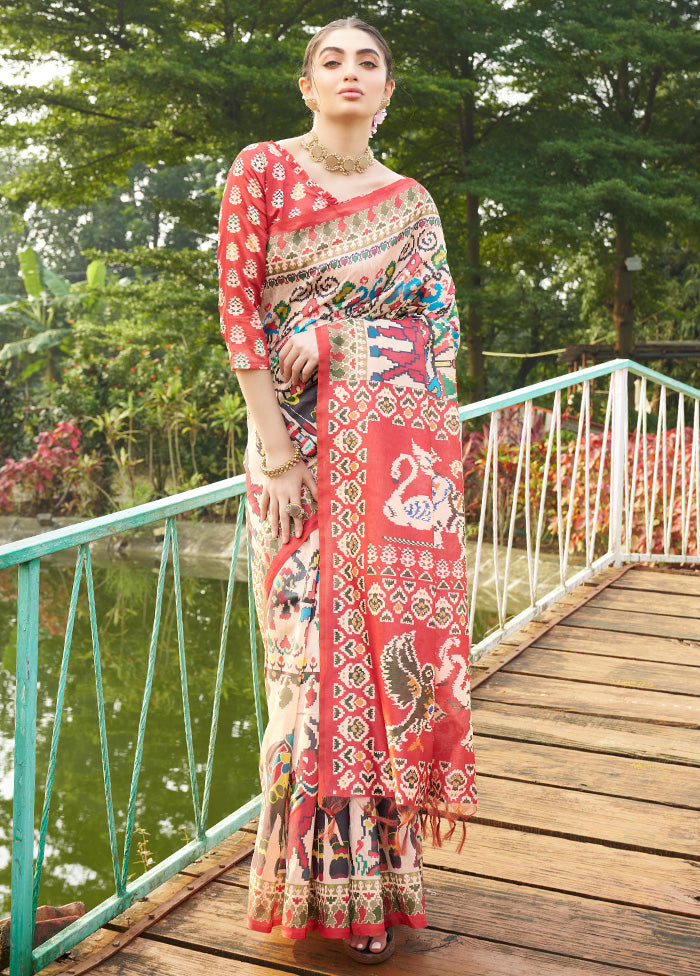 Maroon Tussar Silk Saree With Blouse Piece