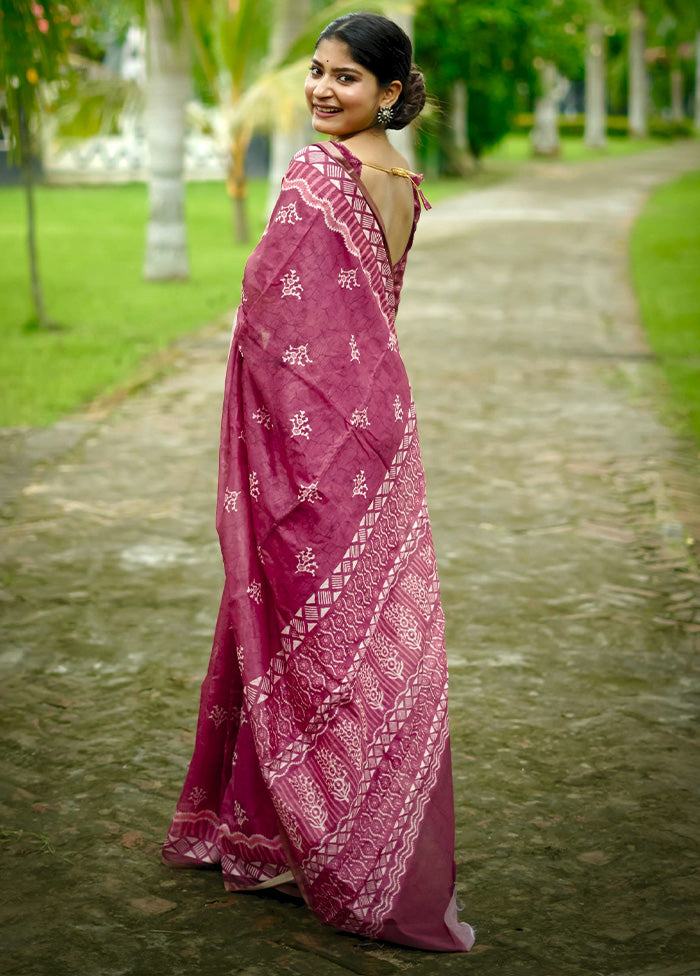 Red Cotton Saree With Blouse Piece