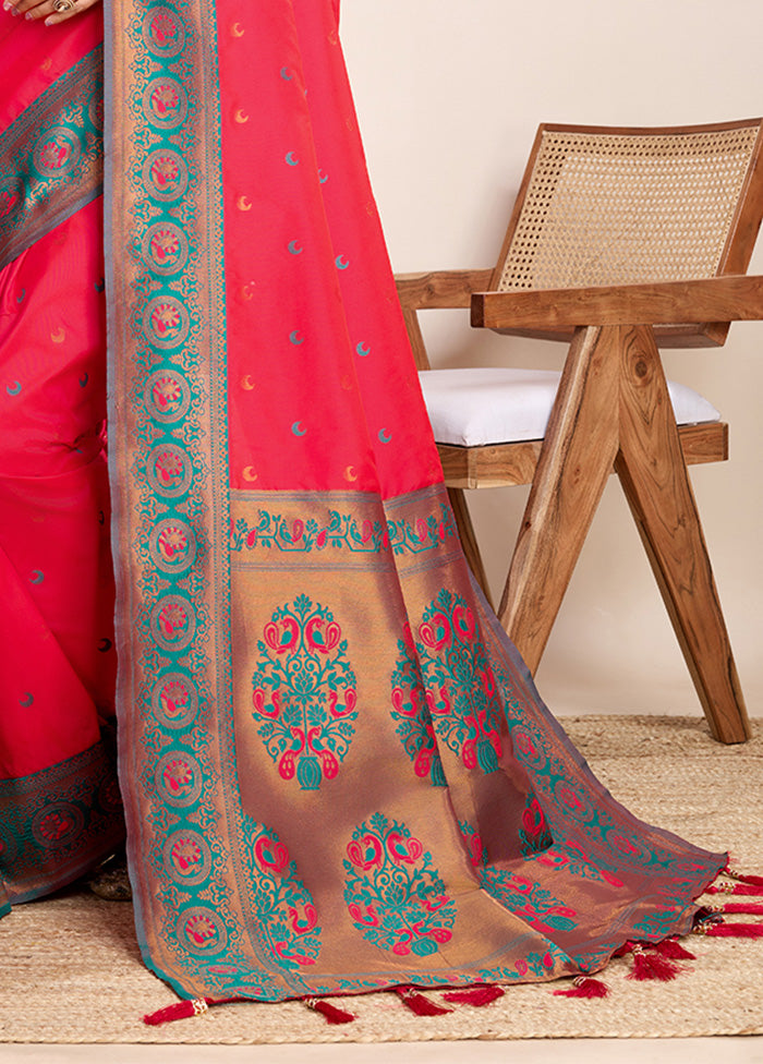 Pink Spun Silk Saree With Blouse Piece