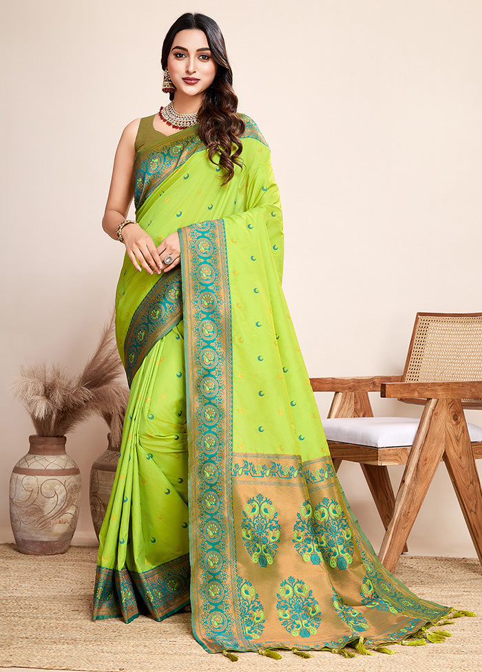 Lemon Spun Silk Saree With Blouse Piece