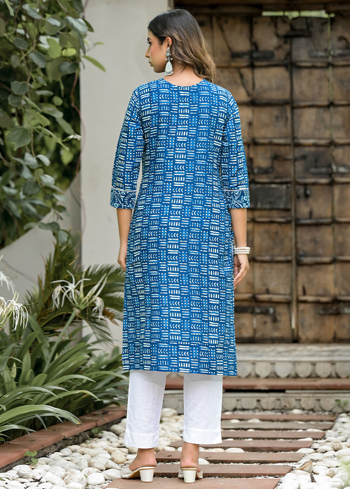 2 Pc Blue Readymade Cotton Kurti Set