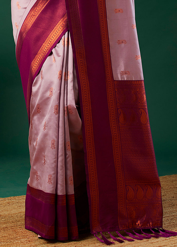 Pink Banarasi Silk Saree With Blouse Piece