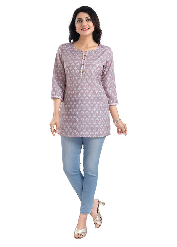 Pink Readymade Rayon Short Kurti