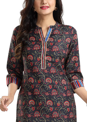 Black Readymade Rayon Short Kurti