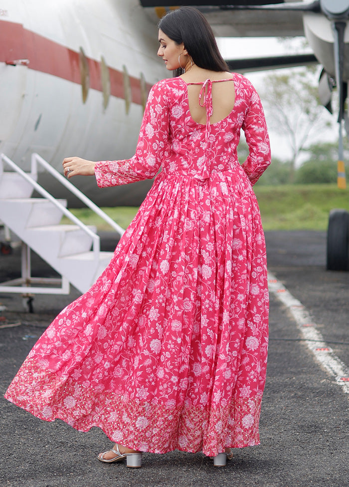 Pink Readymade Georgette Indian Dress