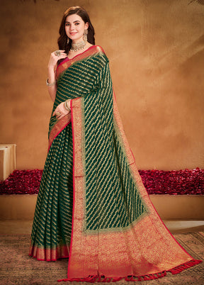 Green Georgette Saree With Blouse Piece