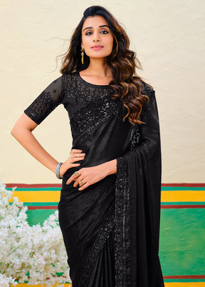 Black Georgette Saree With Blouse Piece