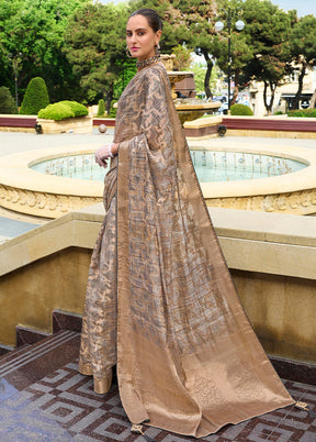 Grey Spun Silk Saree With Blouse Piece