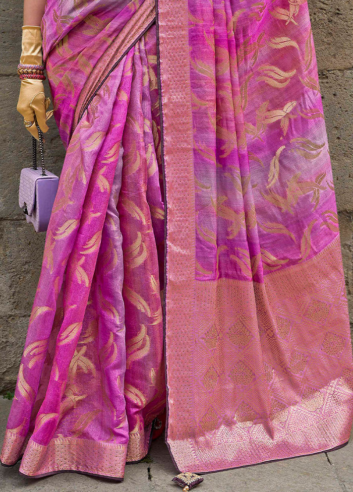 Pink Spun Silk Saree With Blouse Piece