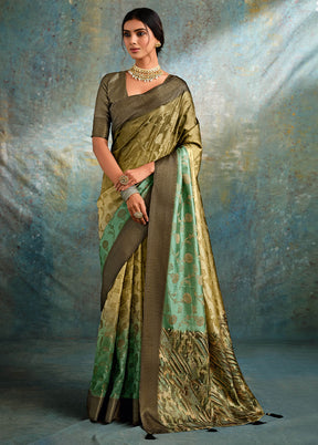 Brown Spun Silk Saree With Blouse Piece