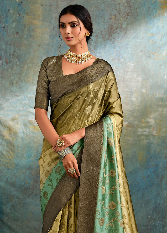 Brown Spun Silk Saree With Blouse Piece