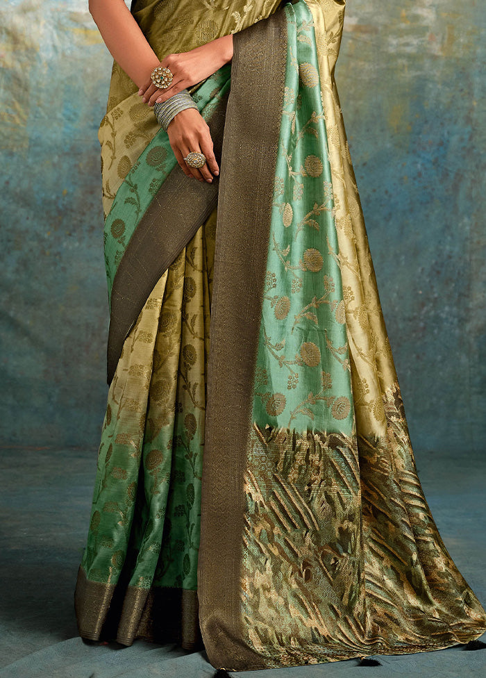 Brown Spun Silk Saree With Blouse Piece