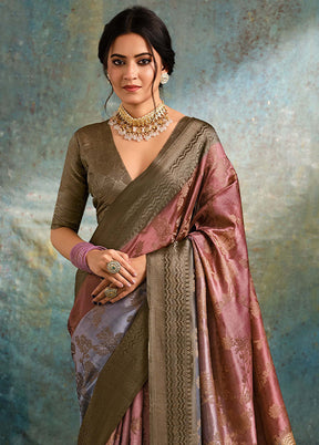 Multicolor Spun Silk Saree With Blouse Piece