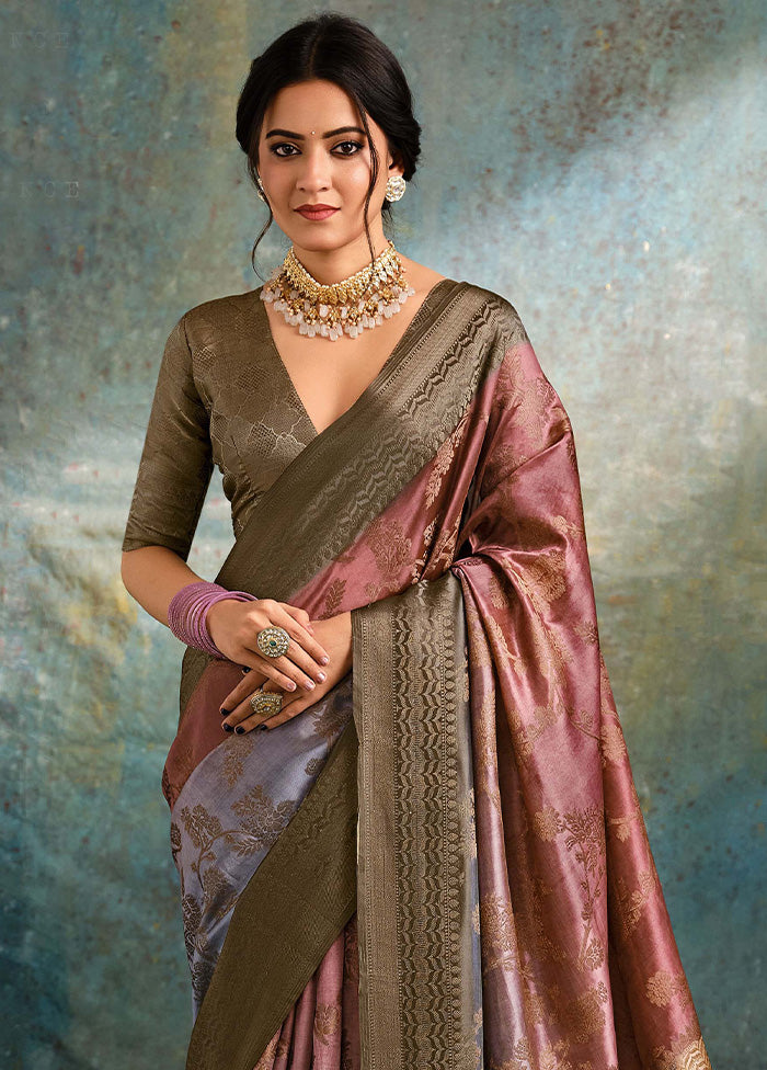 Multicolor Spun Silk Saree With Blouse Piece