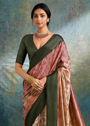 Multicolor Spun Silk Saree With Blouse Piece