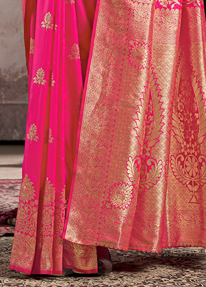 Pink Spun Silk Saree With Blouse Piece