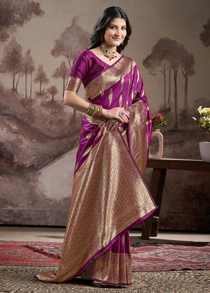 Purple Spun Silk Saree With Blouse Piece