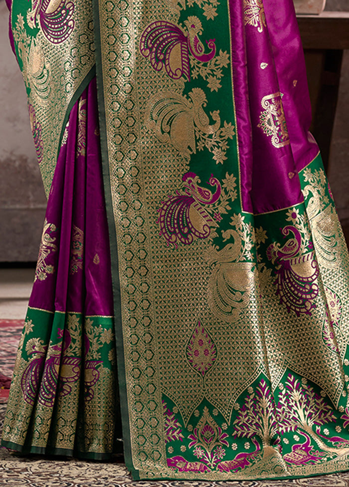 Purple Spun Silk Saree With Blouse Piece