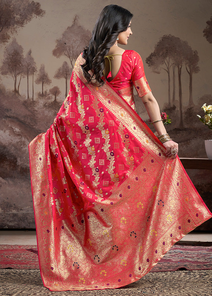 Red Spun Silk Saree With Blouse Piece