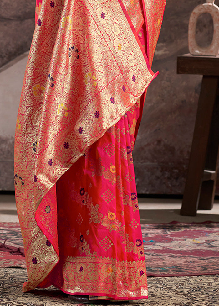 Red Spun Silk Saree With Blouse Piece