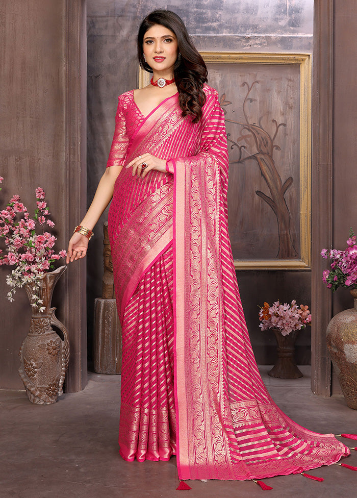 Pink Spun Silk Saree With Blouse Piece