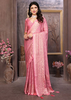 Light Pink Spun Silk Saree With Blouse Piece