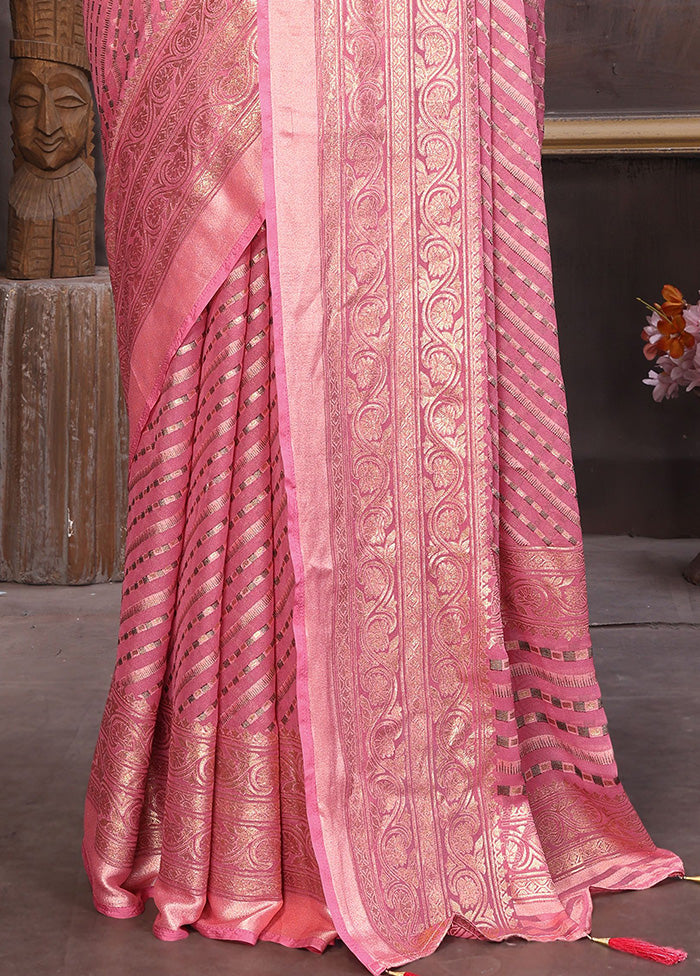 Light Pink Spun Silk Saree With Blouse Piece