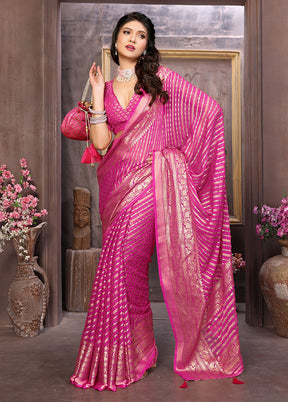 Pink Spun Silk Saree With Blouse Piece