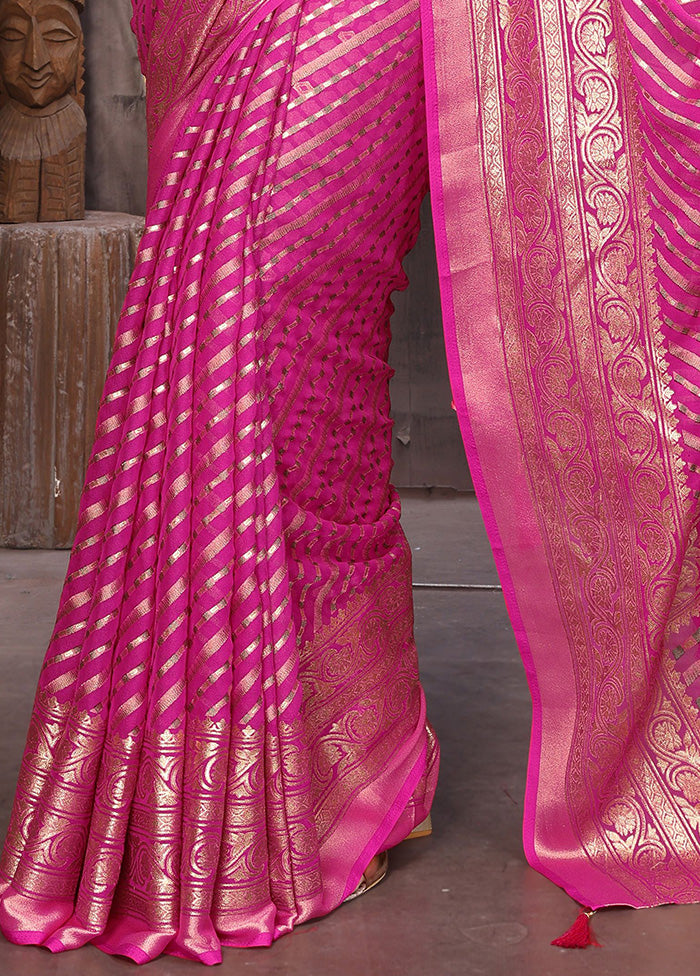 Pink Spun Silk Saree With Blouse Piece