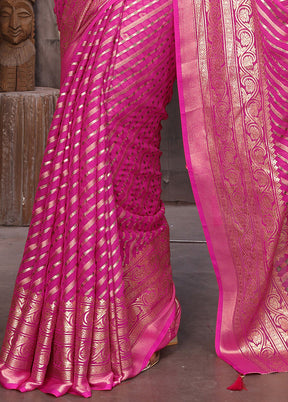 Pink Spun Silk Saree With Blouse Piece