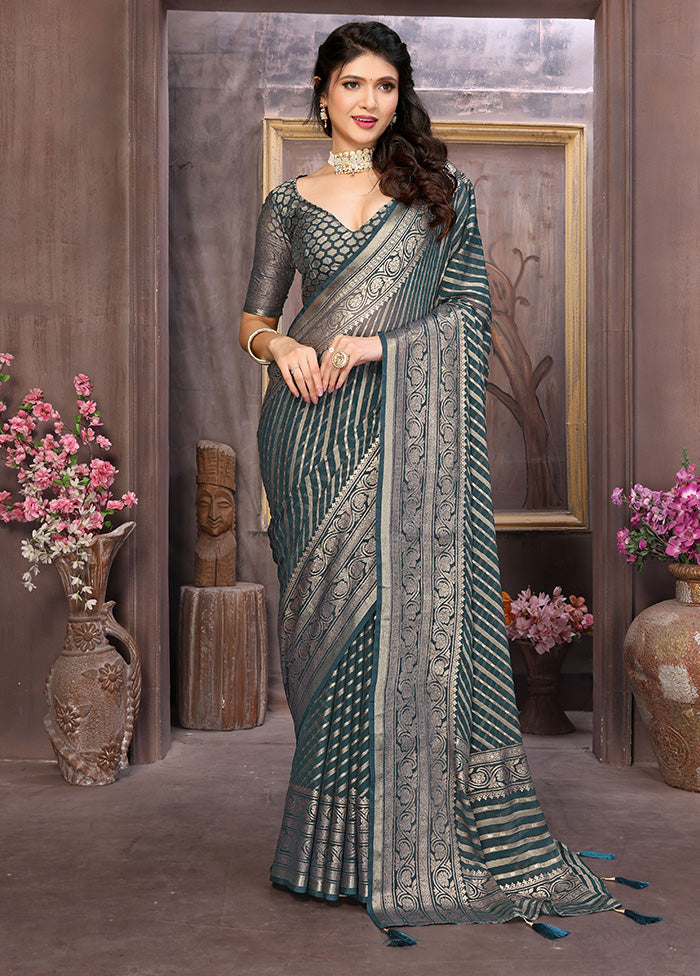 Grey Spun Silk Saree With Blouse Piece