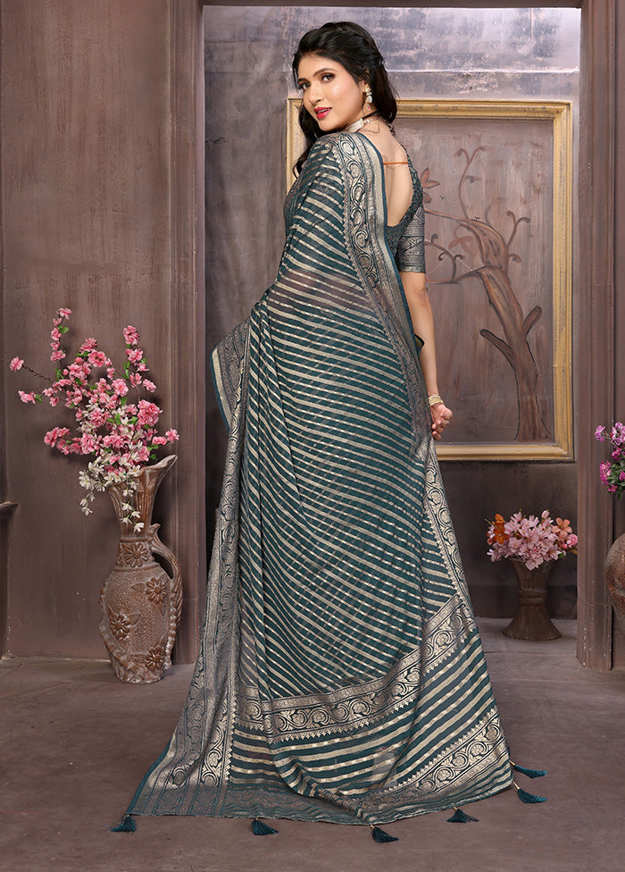 Grey Spun Silk Saree With Blouse Piece