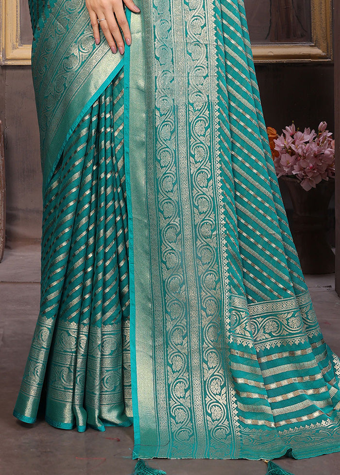 Sea Green Spun Silk Saree With Blouse Piece