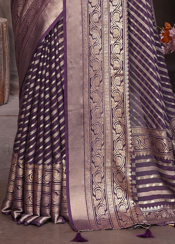 Voilet Spun Silk Saree With Blouse Piece