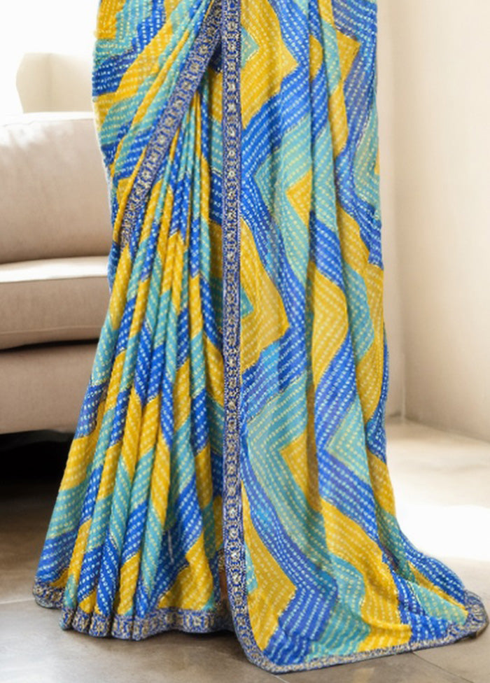 Blue Spun Silk Saree With Blouse Piece