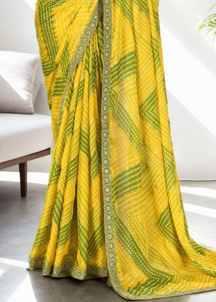 Yellow Spun Silk Saree With Blouse Piece