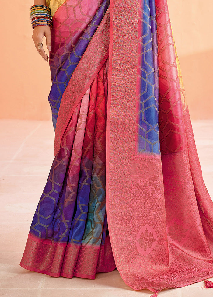 Red Organza Saree With Blouse Piece