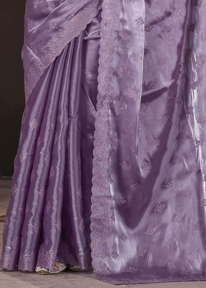 Purple Spun Silk Saree With Blouse Piece