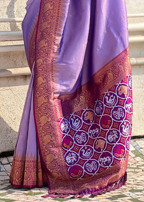 Purple Spun Silk Saree With Blouse Piece