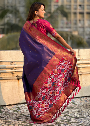 Lavender Spun Silk Saree With Blouse Piece