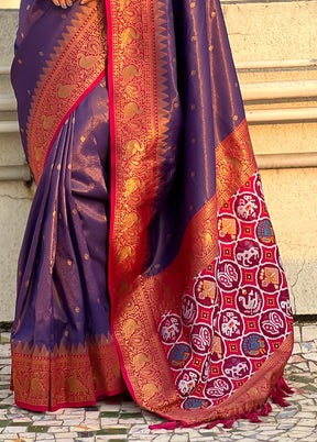 Lavender Spun Silk Saree With Blouse Piece