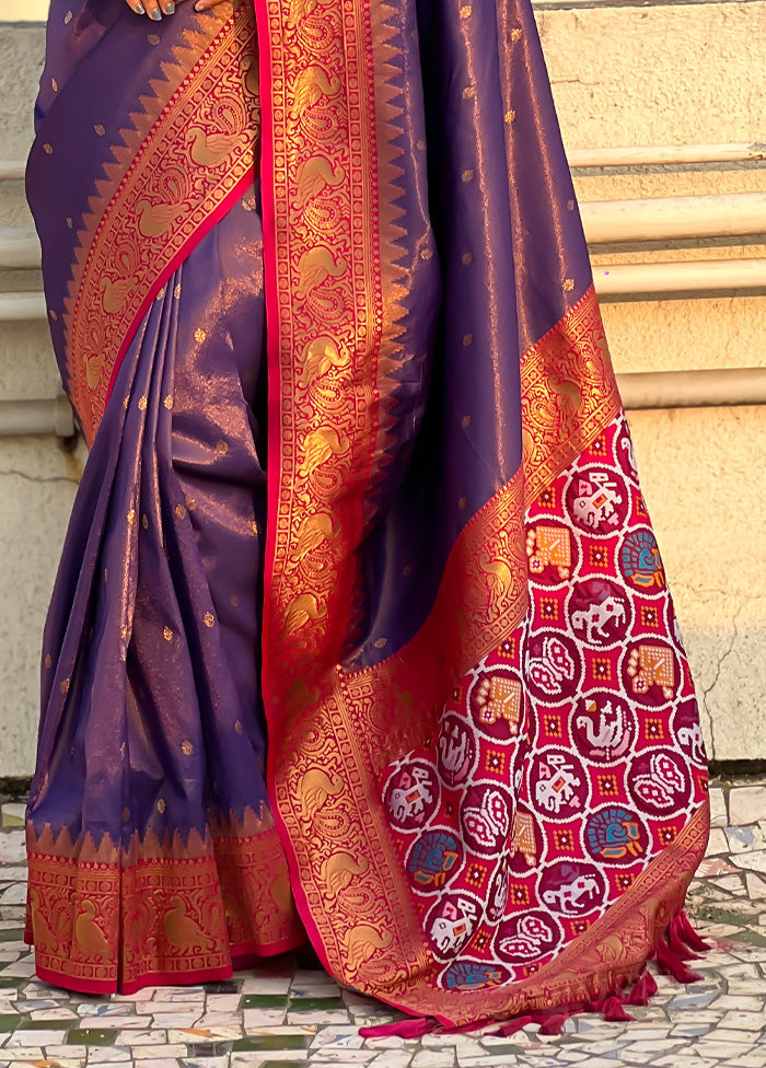 Lavender Spun Silk Saree With Blouse Piece