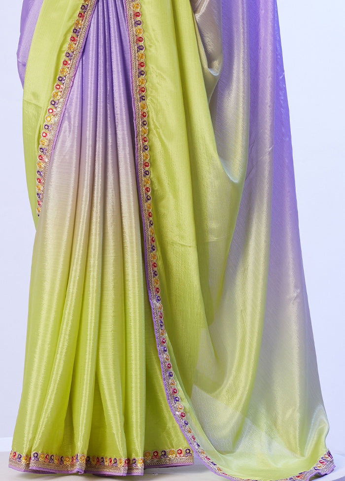 Lavender Spun Silk Saree With Blouse Piece