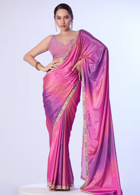 Pink Spun Silk Saree With Blouse Piece