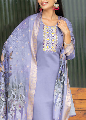 3 Pc Lavender Readymade Silk Suit Set