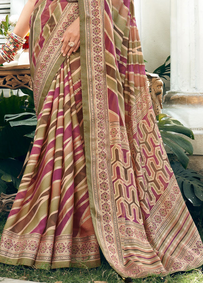 Beige Georgette Saree With Blouse Piece