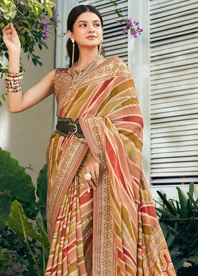 Peach Georgette Saree With Blouse Piece