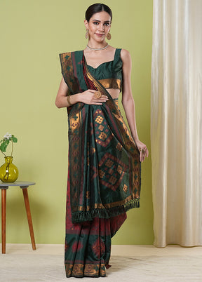 Maroon Banarasi Silk Saree With Blouse Piece